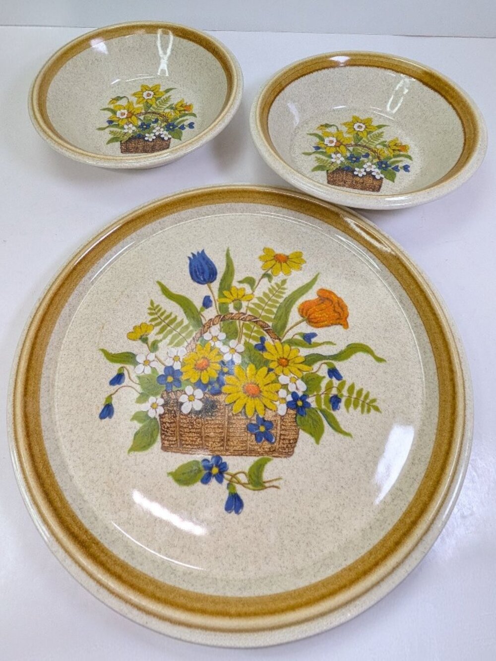 Vintage Mikasa Garden Bouquet 3 Pc Set Versatile Retro Dinner Plate Bowls